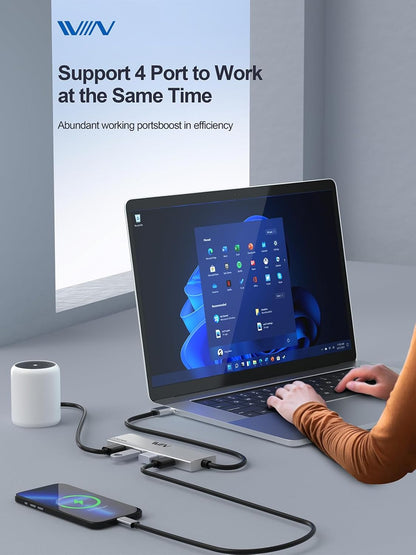 USB 3.0 Hub,4 Port USB Splitter Extender Portable Adapter Multiport Data Hub for Laptop,Xbox,Flash Drive,HDD,Console,Camera,Keyborad,Mouse Windows,Mac OS PC,Not Designed to Charge Devices-Silver