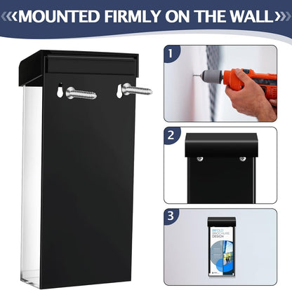 Remerry 4 Pcs Acrylic Outdoor Brochure Holder 4 x 9 Inch Waterproof Wall Mount Literature Box with Black Lid Clear Pamphlet Holder with Screws for Flyer Display Map Menu Envelope