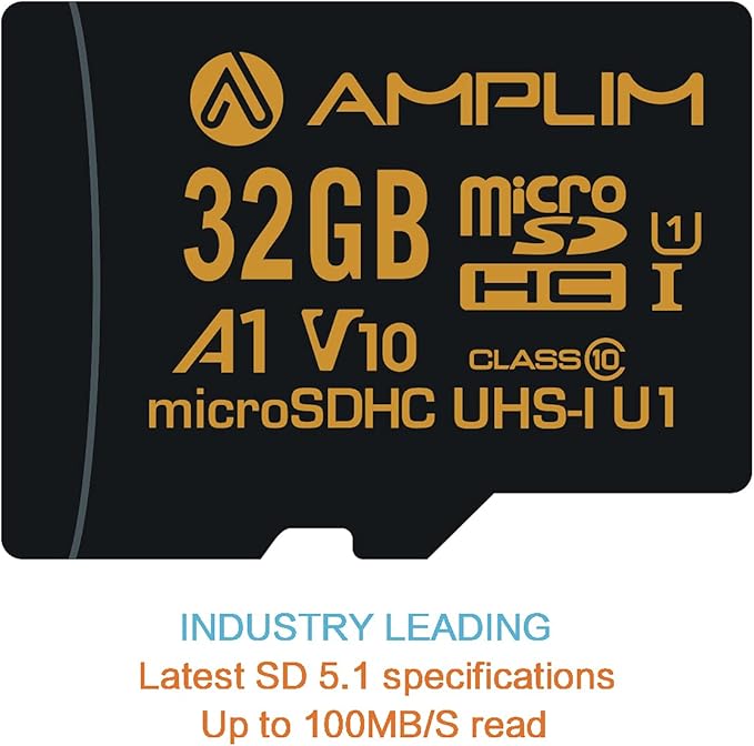 Amplim 32GB Micro SD Card, 4 Pack MicroSD Memory Plus Adapter, MicroSDHC Class 10 UHS-I U1 V10 TF Extreme High Speed Switch, Raspberry Pi, Phone Galaxy, Camera Cam, Tablet, PC