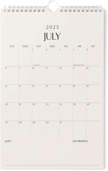 Karto Wall Calendar 2025-2026 - Vertical 11x17 inch July 2025 to December 2026 - Boost Your Productivity and Easy Planning with the Aesthetic Monthly Calendar - Beige
