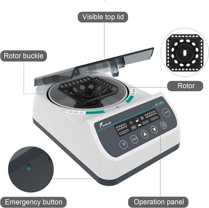 JOANLAB Lab High Speed Centrifuge Machine 12000rpm Bechtop Microcentrifuges 3 in 1 Rotor for 0.2/0.5/1.5/2mL Tube Capacity