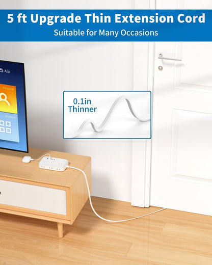 NTONPOWER Surge Protector Power Strip with 6 Outlets 4 USB Charging Station(2 USB C Port), 5 Ft Flat Plug Extension Cord, Outlet Extender for Indoor, Home, Office Supplies, Dorm Room Essentials