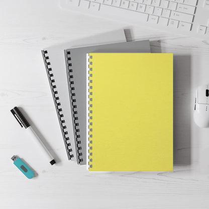 Binditek 100 Pack 12Mil Grain-Texture Paper Binding Presentation Covers, Letter Size, 230GSM, 85lb Un-Punched, 8-1/2 x 11 Inches, Yellow