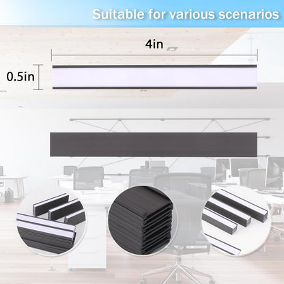 Eeoyu Magnetic Label Holders with Magnets Magnetic Data Card Holders with Clear Plastic Protectors for Metal Shelf, Whiteboard, Set of 50 (0.5 x 4 Inch)