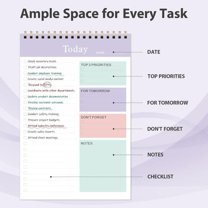 Weekly To Do List Notepad, Undated Planner with 52 Sheets (6.5''x8.9''), Desk Weekly Planner for Women & Man, Home School & Work