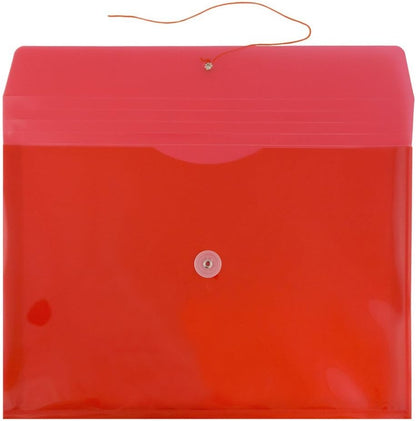JAM PAPER Plastic Envelopes with Button & String Tie Closure - Legal Booklet - 9 3/4 x 14 1/2 - Red - 12/Pack