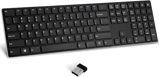 K01R Wireless Keyboard, 2.4G Slim and Compact Wireless Keyboard with Numeric Keypad, Long Battery Life, Lag-Free for PC Laptop Computer Windows, Black