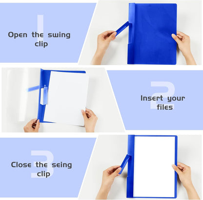 Maitys 25 Pack Clear Report Covers with Clip 11.4 x 9 Inch Presentation Folders Transparent Front Cover Portfolio Folder Resume Folder Interview Report Folders for Letter Size(Blue)
