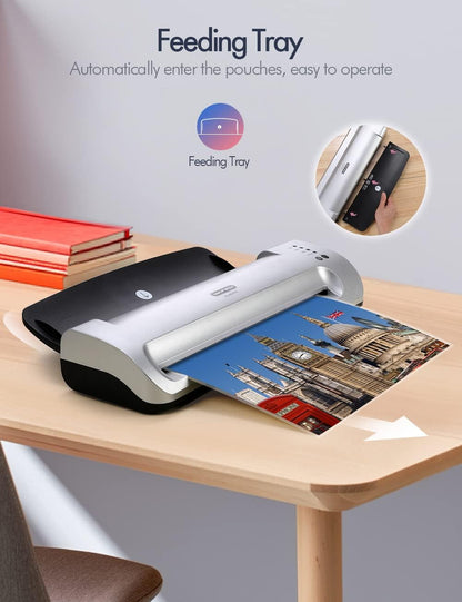 Laminator Machine, SINOPUREN 13-inch Thermal Laminator, with Paper Trimmer, Corner Rounder, 10 Pouches Sheets, Quick Warm-Up, Cold and Hot Laminating for Home/School/Office