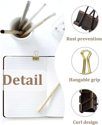 Mini Binder Clips 0.75in 24-Pack - Multicolor Bronze Clips for Notes with Magnetic Case