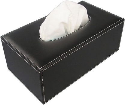 KINGFOM Office Desk Organizer Set 5PCS Supplies Synthetic Leather Including File Holder Cabinet, Desk Organizer Drawer, Multifunction Pencil Holder, Memo Paper Holder,and Tissue Box Holder (T09-Black)