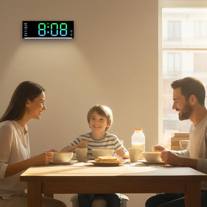 11 Inch LED Wall Clock with RGB Flowing Light | Large Digital Display with Date, Temperature, Dual Alarm, Countdown Timer, Remote Control | Silent Wall or Desk Clock for Home,Office,Living Room,Yoga