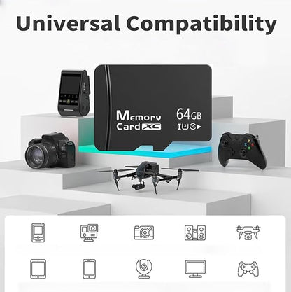 2-Pack 64GB MicroSDXC Memory Cards with SD Adapter & Universal USB Reader, V30 U3 Rated, 4K Video Recording Cards for Security Cams, Tablets & Dash Cams
