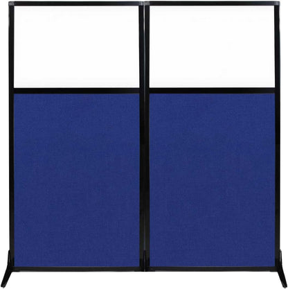 Versare Workstation Partition | Portable Wall Divider | Modern Office Cubicle | Free Standing Privacy Screen | Flexible Work Space | 66" x 70" W/Window, Royal Blue Fabric Panels