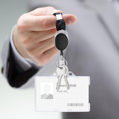 50 Pack Retractable Badge Holders with Key Ring and Belt Clip, ID Badge Reels with 23.6 Inch Cord for Nurses Office Staff Teachers Students Events Name Tags & Keys