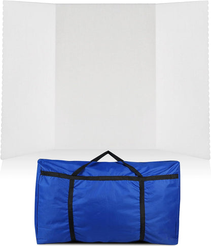 Paterr Trifold Poster Board with Storage Bag, Hook and Loop Fabric, Foldable 3 Panel Presentation Board for Science Fair and Exhibitions(White,72 x 36 Inch)