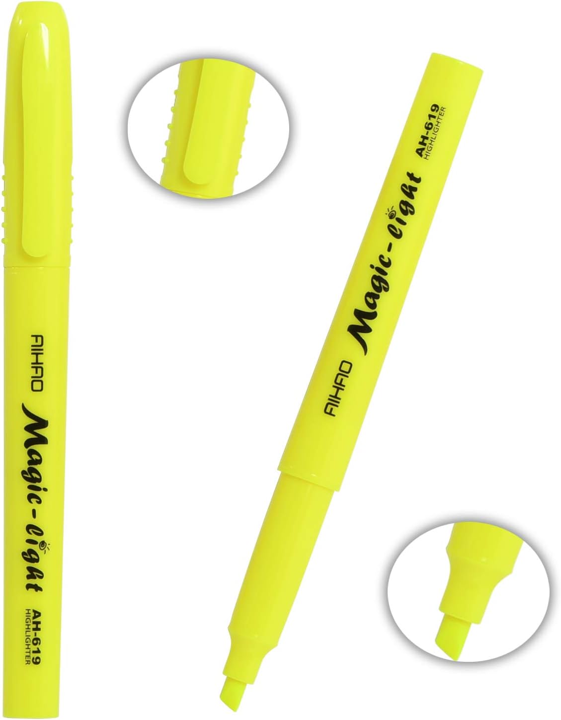 AIHAO Yellow Highlighters Markers, Chisel Tip Highlighter Pens, Pocket-Style, Fluorescent Yellow, 24 Pack