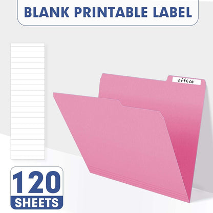 File Folder, PANDRI 120 Pack File Folder, 1/3 Cut Tab, Letter Size, Filing Folder for Office School Business, Pink