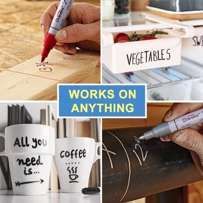 Overseas Permanent Paint Pens Yellow Markers - 2 Pack Single color Oil Based Paint Markers, Medium Tip, Quick Drying and Waterproof Marker Pen for Metal, Rock Painting, Wood, Plastic, Canvas, Mugs