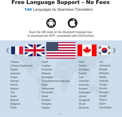 AI Translation Earbuds Real Time - 3-in-1 Bluetooth 5.4 Translating Ear Buds,, 144 Language,Bluetooth Translation Headphone, 80H Playtime Translator, iOS ＆ Android, Travel Business Learning,(Black)