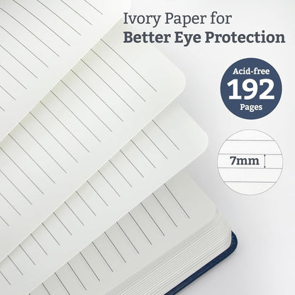 2Pack Lined Hardcover Journal Notebook, A5 192 Pages 100Gsm Thick Paper College Ruled for School,Note Taking,Work,Diary，5.7"*8.3",Navy