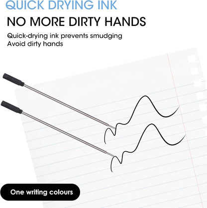 0.7 mm Ballpoint Ink Twist Pen Refills, 15 Pcs Medium Point Metal Smooth Writing Replaceable Ink Refill, Stationery Compatible for Cross Ballpoint Replacement (4.6in M) (Black, 15)