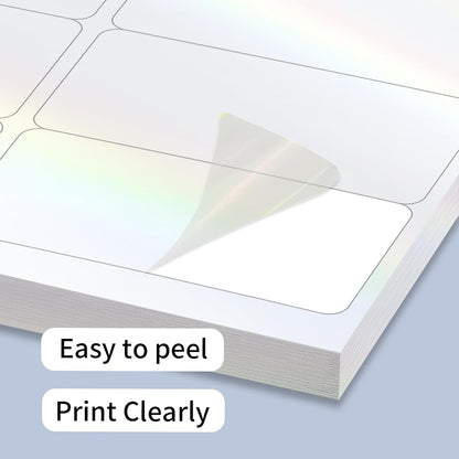 STARLIBOO Transparent Stickers Labels -1" x 2-5/8" Clear Address Labels Mailing Stickers for Laser/Inkjet Printer 8.5"×11"- 20 Sheet (Clear Holographic)
