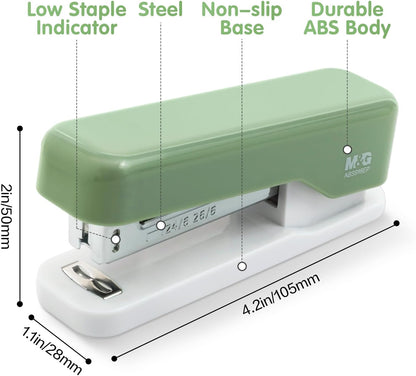 M&G Desktop Stapler, Basic Office Stapler with 1000 Staples, 20 Sheet Capacity, Portable Small Desk Staplers for School Home Office (Green)