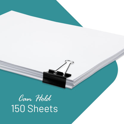 Binder Clips - 144 Medium Binder Clips, 1.25 Inch Black Paper Clamps, File Clip for Home, Office and School Supplies