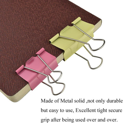 HAHIYO Binder Clips Paper Clamps Spring Steel Sturdy Large 1.97 inches Width 0.59 Inch Capacity No Sharp Edges Heavy Duty Tight Grip Reusable Color Metal Bright Finish for Home Office School 17 Pack