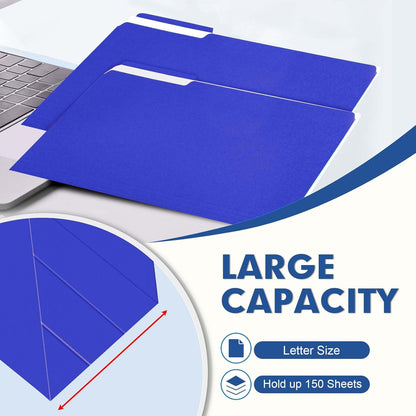 File Folder, PANDRI 120 Pack File Folder, 1/3 Cut Tab, Letter Size, Filing Folder for Office School Business, Royal Blue