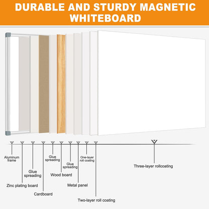H-Qprobd Large White Board Dry Erase Board for Wall 72"X40" Magnetic Whiteboard with Long Pen Tray, Presentation Dry Erase Boards for Office, Classroom, School, Home