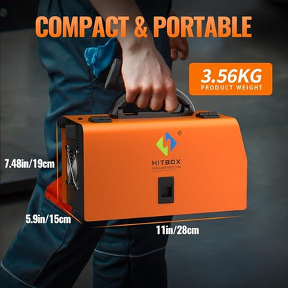 HITBOX 140A Mig Welder Machine 110v 3 in 1 Flux Core Welding/Lift TIG/Stick Gasless Wire Maquina de Soldar Upgraded Handheld Welder Gun Welding Kit High-End Chip with IGBT Inverter LED Display
