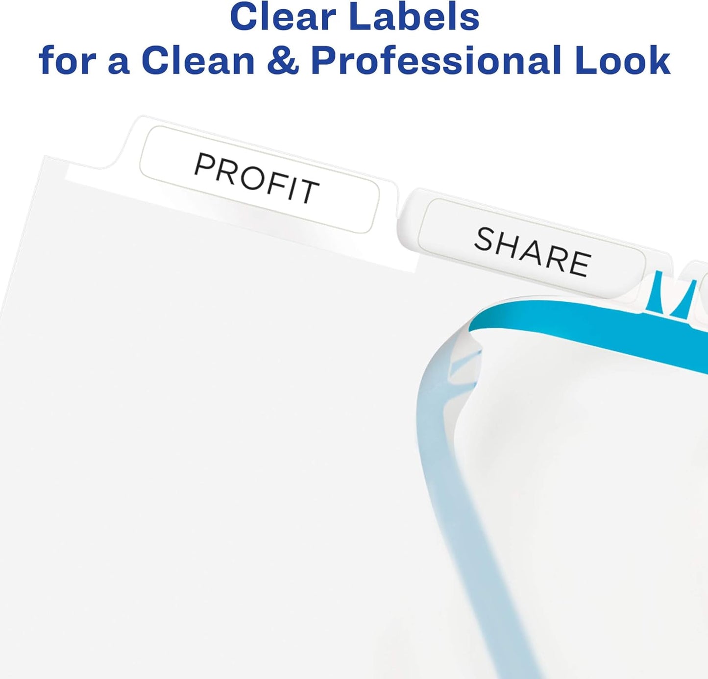 Avery 5 Tab Dividers for 3 Ring Binder, Easy Print & Apply Clear Label Strip, Index Maker Customizable White Tabs, 10-Pack of 5 Sets, 50 Sets Total (11436)