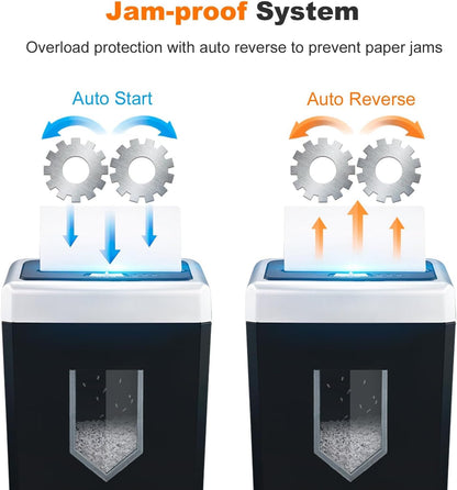 Bonsaii 15-Sheet Office Paper Shredder, 40 Mins Heavy Duty Shredder for Home Office, Crosscut Shreder with Anti-Jam System & P-4 High Security Supports CD/Credit Cards/Staple,5 Gal Pullout Bin C169-B