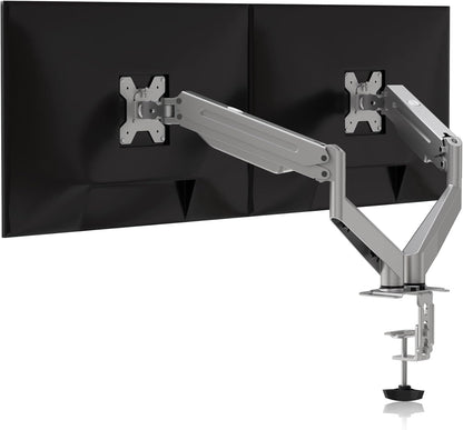 Suptek Dual Monitor Mount Stand-Height Adjustable Gas Spring Monitor Arm Desk Mount for 2 Computer Screens 17 to 27 inches - Each Arm Holds up to 13.2lbs,Silver(MD8SPS)
