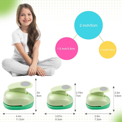 UCEC Circle Punch, 2+1.5+1 Inch Paper Punch, 3 Pcs Paper Punches for Crafting, Round Hole Punch, Circle Cutter for Scrapbook, Cards, DIY Albums Photos