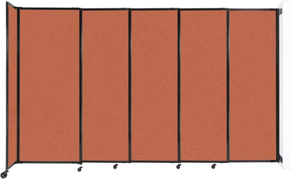 Wall-Mounted Sliding StraightWall Room Divider | Adjustable Widths | Locking Wheels | Room Separator | Up to 11'3" Wide x 6'10" Tall Papaya Fabric Panels