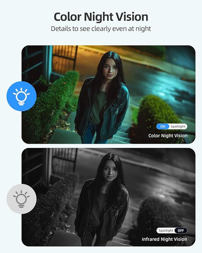 Rocktone 2K Security Cameras Wireless Outdoor, Battery Powered WiFi Cameras for Home Security with AI Motion Detection, Spotlight Color Night Vision, 2-Way Talk, Siren Alarm, IP65, Cloud/SD Storage