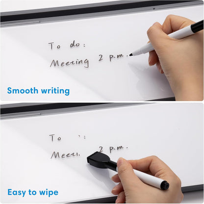 Varhomax Glass Desk Whiteboard with Calculator, Desktop Dry Erase White Board with Storage, to Do List Memo Notepad for Home and Office