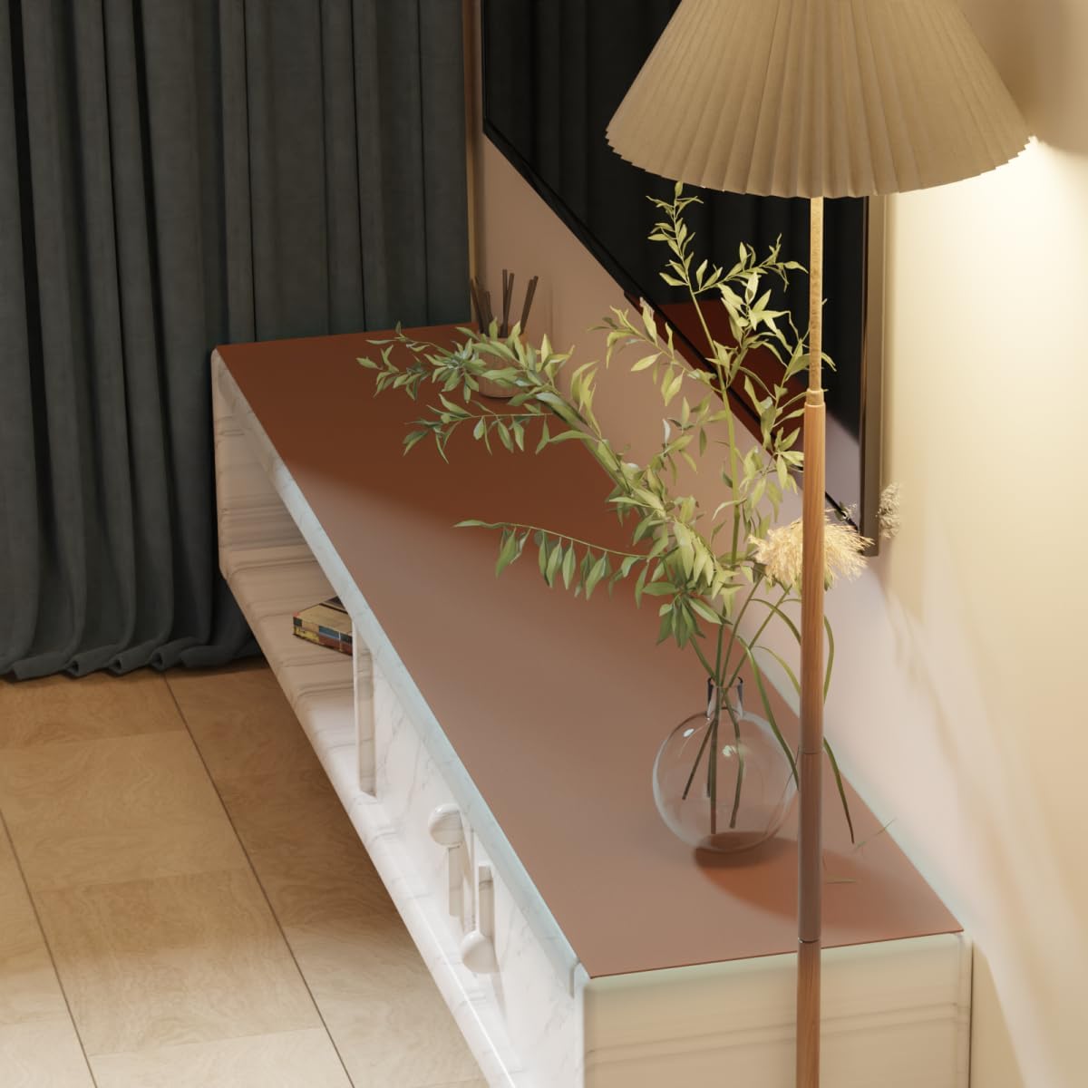 Leather Desk Mat,1.8mm Thick,12x60 Inch Desk Cover,Desk Protector Mat,Dresser Cover Top,Dresser Top Cover,Dresser Top Protector,Desk Covers On Top of Desks(Brown+Gray,12×60)