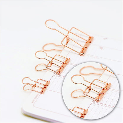 Gold Binder Clips Set, 2 Inch Wire Clips for Paper and Office Organization, Large Binder Clips,6 Pack