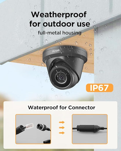 16 Channel Security Camera System, 12x 5MP Wired IP Dome Turret PoE Camera Outdoor, AI Human Detection, Built-in Mic, Remote Access, 4K 16 Channel NVR 4TB HDD for 24-7 Recording, PD93A31216-5M