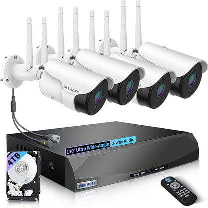 WEILAILIFE 【Dual Antenna Enhanced & 2-Way Audio】 Outdoor Wireless Security Camera System, WiFi Video Surveillance, Wireless Surveillance Camera System, Home Security Cameras