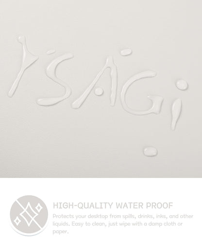 YSAGi Non-Slip Leather Desk Pad Long Size, Waterproof Laptop Computer Desk Keyboard Mat, Table Protector Blotter Mat, Large Mouse Pad for Office/Work/Home/Decor(Apricot Gray, 47" x 17")