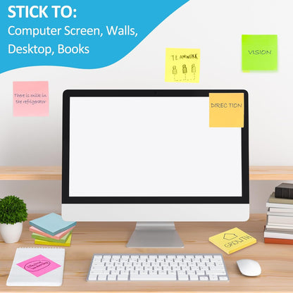 48 Pack 2400 Sheets Sticky Notes 3x3 Inches Bulk Colored Posted Notes 8 Colors Notes Stickies Note Pads for Office, School, and Home Supplies, 50 Sheets/pad
