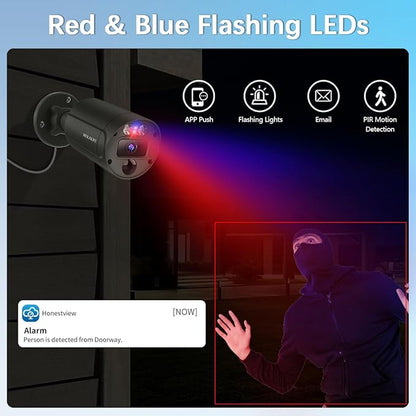【2-Way Audio】 Outdoor Wired Security Camera System, Wired Cameras for Home Security, Home POE Video Surveillance Systems DVR Kits