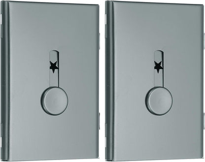 PATIKIL 2 Pcs Business Card Holder, Thumb Drive Business Card Holder Portable Business Card Holders Alloy Slide Out Card Case for Business Meeting, Grey