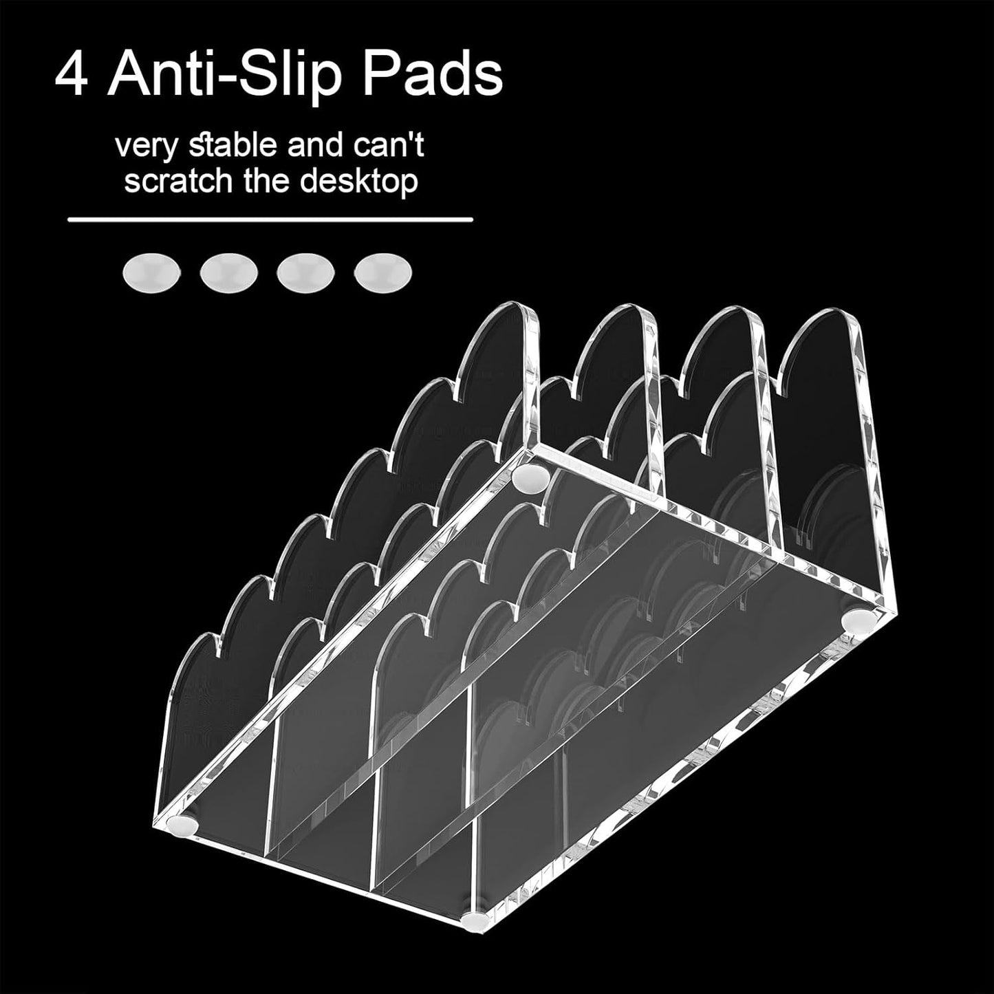 YAGELI 2 Pack 3-Slot Acrylic Mail Organizer for Desktop – Scalloped Clear Document Sorter, Vertical File Holder for Office/Home, Space-Saving Desk Organizer for Letters, Bills, Stationery