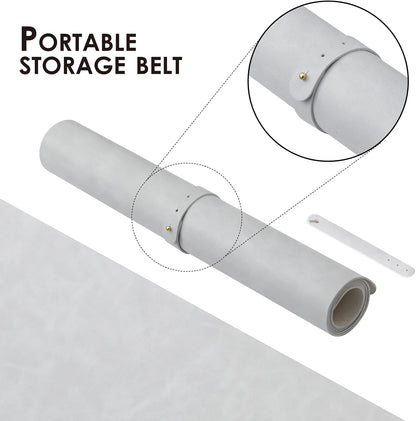 Distressed Leather Desk Mat - Non-Slip PU Desk Pad for Office and Home - Desk Organization and Accessories - Ideal for Large Mouse Pad and Desk Mats on Top of Desks(Ash Gray,27.6"x 13.8")